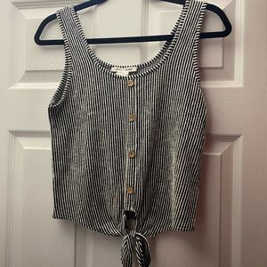 Striped Black and White Sleeveless Top